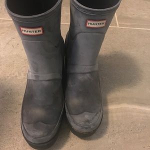 Hunter wedge boots navy